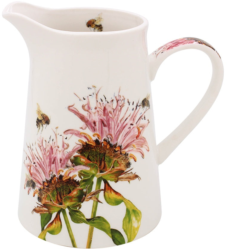Bee-Tanical bergamot jug with botanical flower illustration and bee design