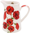 Bee-Tanical poppy jug with botanical flower illustration and bee design