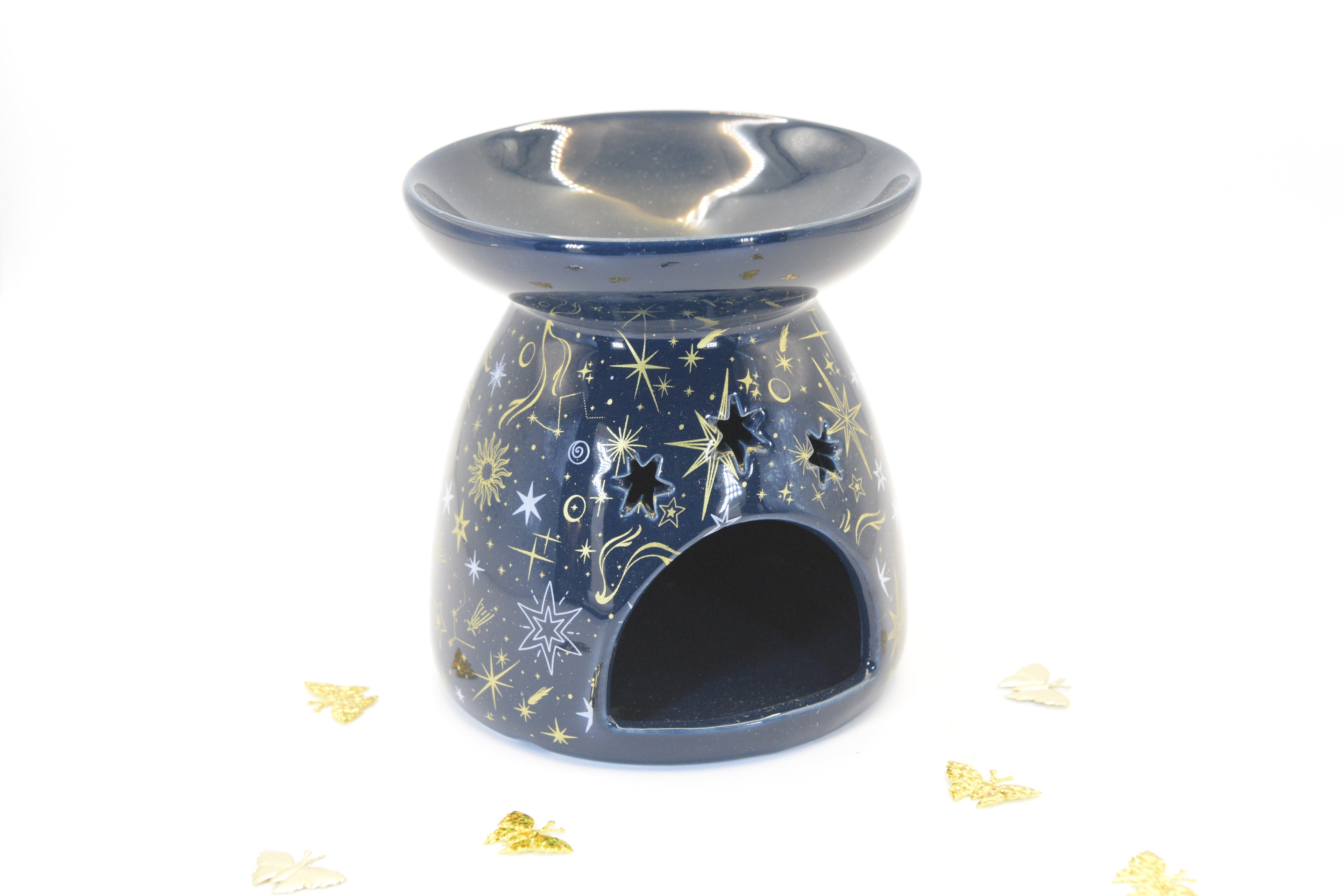 Bring the magic of a starry night into your home with our Blue Starry Night Oil Burner &amp; Wax Warmer. 