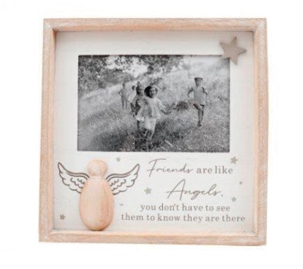 Friends are like Angels 4x6 photo frame with friendship sentiment message