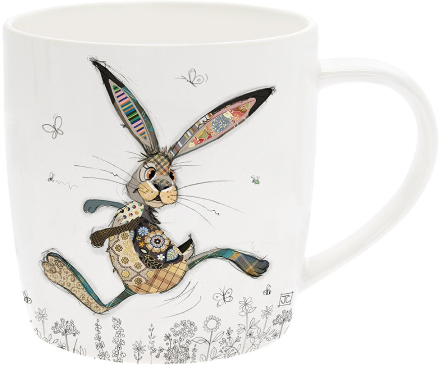 Hesper Hare fine china mug by Bug Art with vibrant floral design and hare illustration, gift boxed"