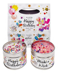 Just Because Duos Happy Birthday gift set - Make a Wish themed scented candles with Classic Cotton and Whispering Bamboo
