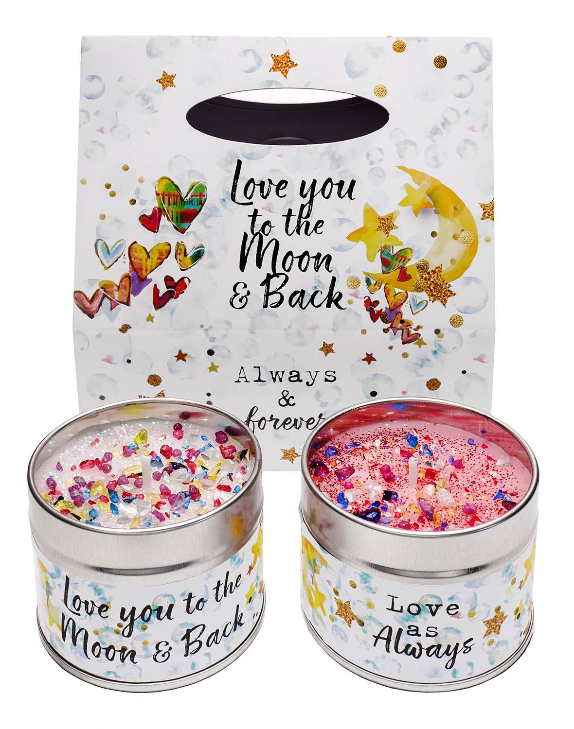 Duo candle gift set - Love You to the Moon themed scented candles in gift bag