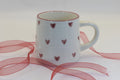White ceramic mug with all-over red hearts pattern - Valentines gift