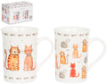 Set of 2 Faithful Friends Cats mugs - charming cat lover gift mugs with adorable cat illustrations