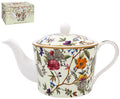 William Kilburn teapot 23cm with white and red floral botanical design